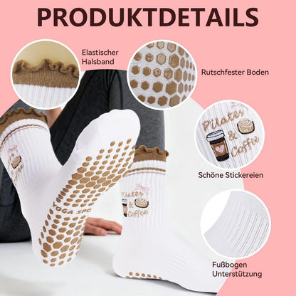 3 Paar Damen Pilates Socken mit Noppen für Yoga