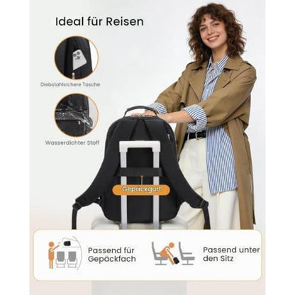 Laptop Rucksack Damen 17,3 Zoll Wasserdicht Travel Schulrucksack Schwarz