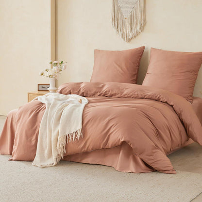 Baumwoll Bettwäsche Set 200x200cm Mokka | 3-teilig