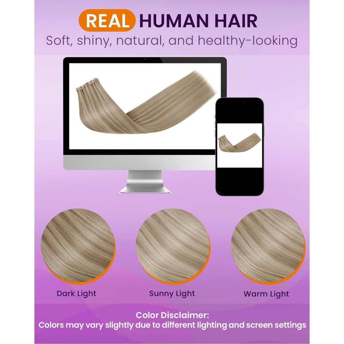 Echthaar Haarverlängerung Blond Highlights 45cm Clip-In