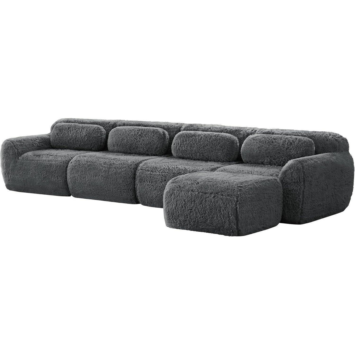 4-Sitzer L-Form Sofa mit Hocker | Modulares Design, Grau
