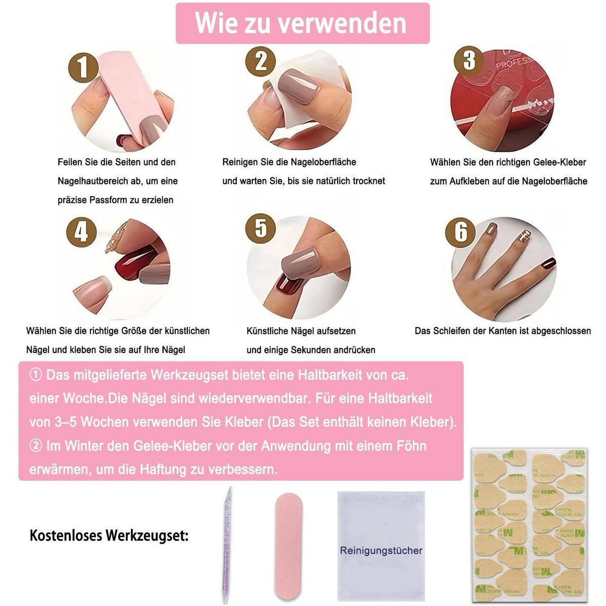 Künstliche Nägel Königsblau Mandelform Glitzer Chrom-Optik