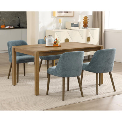 Retro Esszimmerstühle 4er Set mit Chenille-Bezug (Blau)
