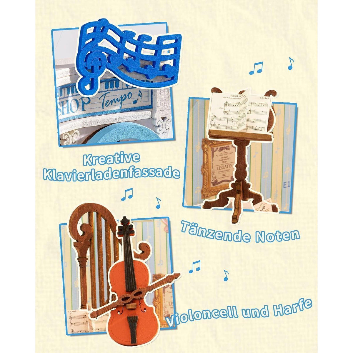 Miniatur Haus Melody Instrument Shop – 3D Puzzle Bausatz