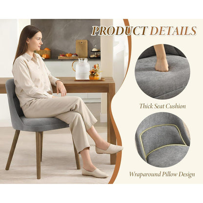 Retro Esszimmerstühle 2er Set Grau mit Chenille-Bezug