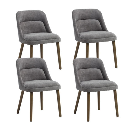 Retro Esszimmerstühle Grau, 4er Set mit Chenille-Bezug