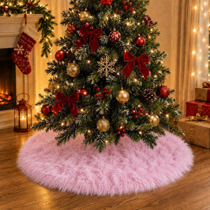 Rosa Plüsch Baumdecke 122cm Flauschige Kunstfell Christbaumdecke