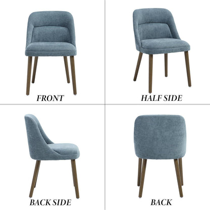 Retro Esszimmerstühle 2er Set mit Chenille-Bezug (Blau)