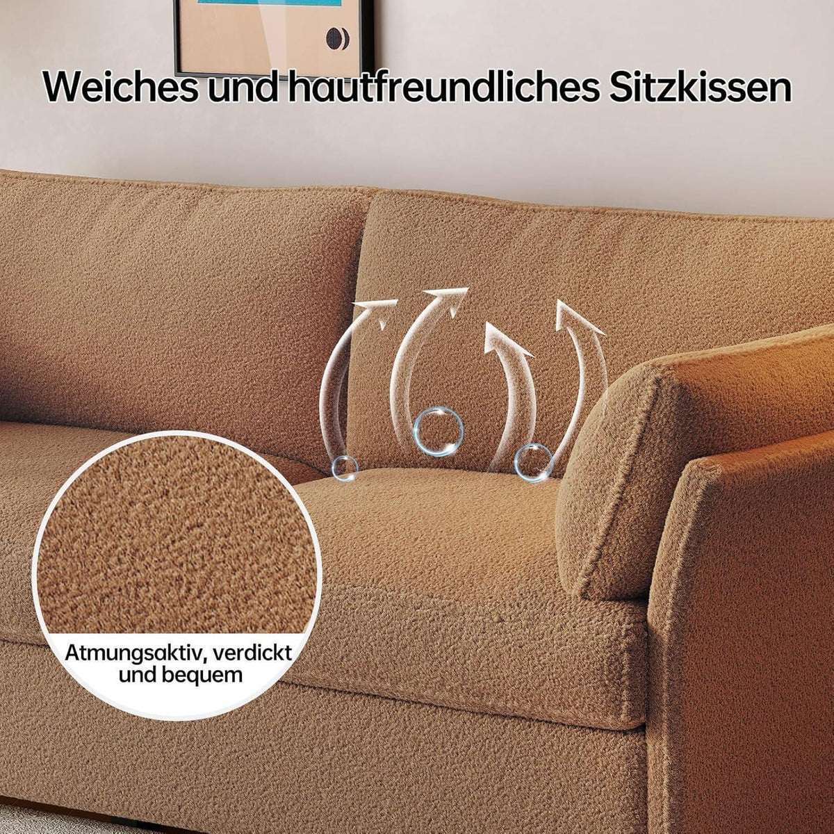 Modernes 2er Stoffsofa – Kaffeebraun, 186 cm