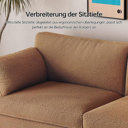 Modernes 2er Stoffsofa – Kaffeebraun, 186 cm