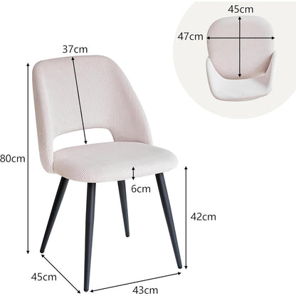 2er-Set Esszimmerstühle mit Cordbezug, Beige