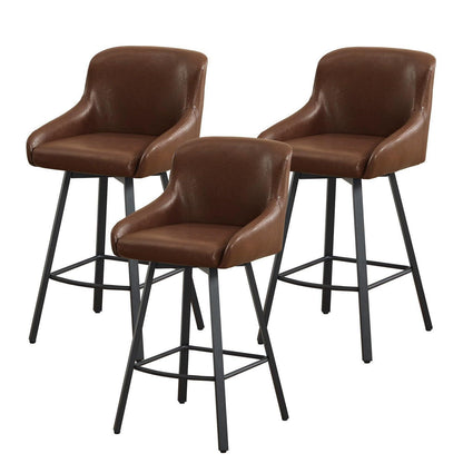 360° Drehstuhl Barhocker Set Braun – 3er Pack mit Fußstütze