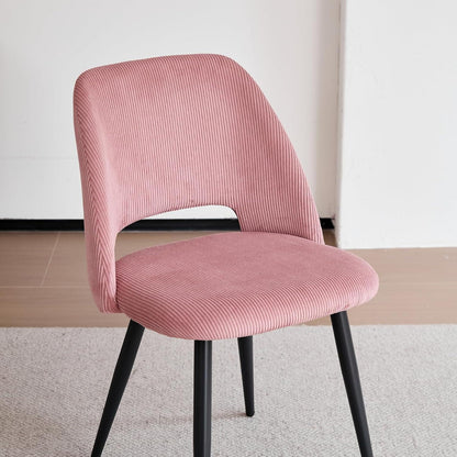 4er-Set Esszimmerstühle mit Cordbezug, Rosa