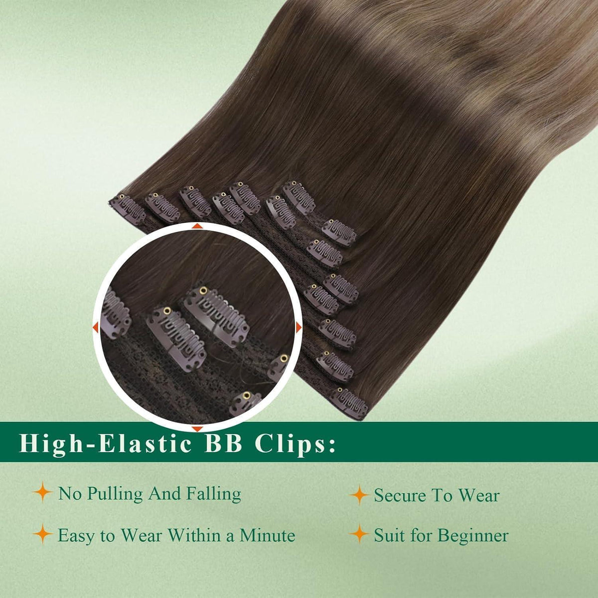 Clip-In Echthaar Extensions Braun Ombre 35cm – Remy Haar