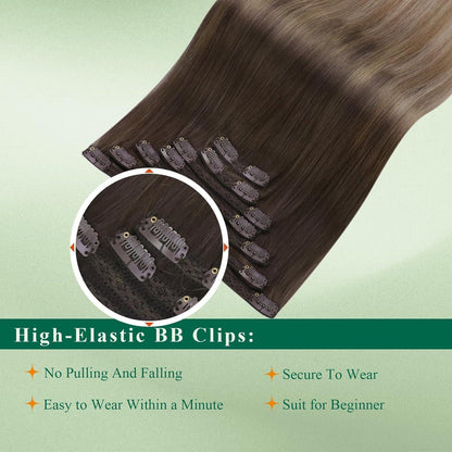 Clip-In Echthaar Extensions Braun Ombre 35cm – Remy Haar