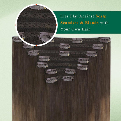 Clip-In Echthaar Extensions Braun Ombre 35cm – Remy Haar
