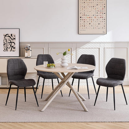 Runde Essgruppe Holz 115cm mit 4 gepolsterten Stühlen