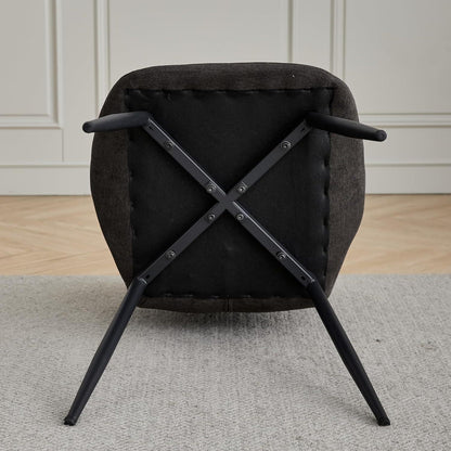 6 Esszimmerstühle Leinen-Diamantgewebe, Schwarz