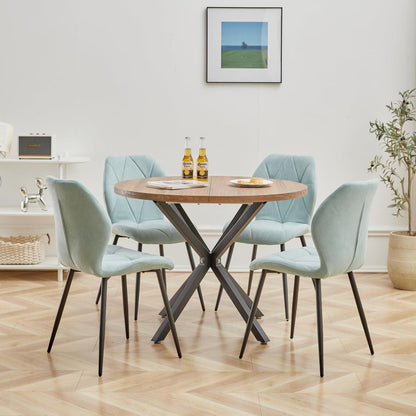 6 Esszimmerstühle Mintgrün, Leinen-Diamantgewebe, gepolstert
