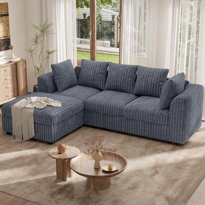 Ecksofa mit Schlaffunktion 212x150 cm, Grau Cordstoff