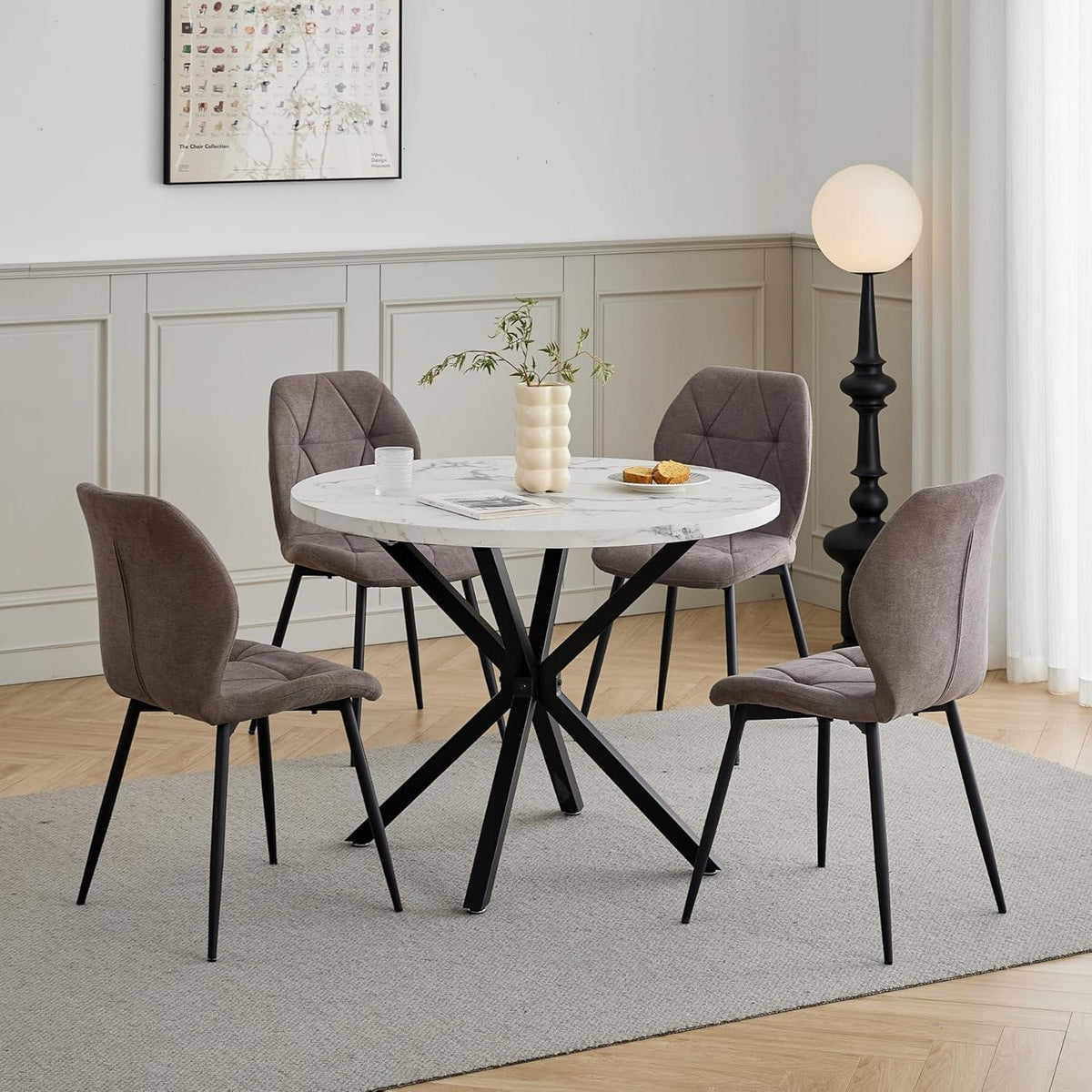 2er-Set Esszimmerstühle Leinen Braun, Gepolstert & Komfortabel