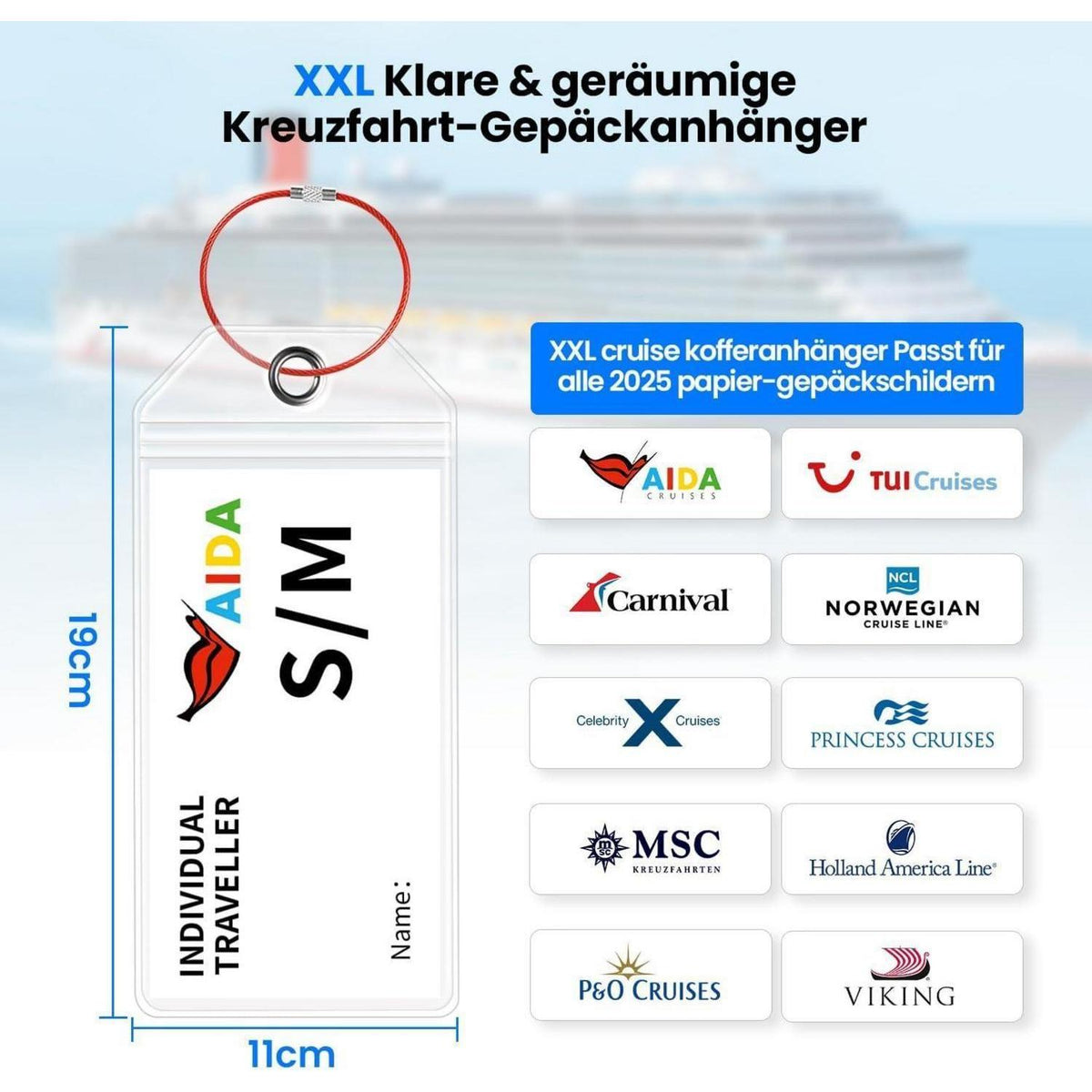 Kofferanhänger Kreuzfahrt – Wasserdicht & Robust mit Schlüsselband