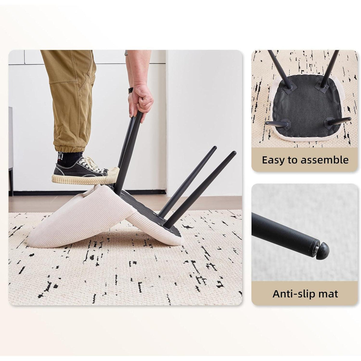 6 Esszimmerstühle mit Cordbezug, Beige – Bequem & Modern