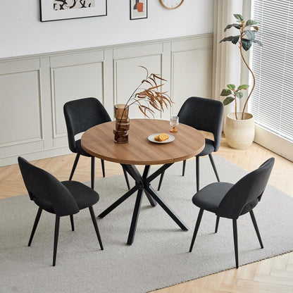 6 Esszimmerstühle mit Cordbezug, Schwarz