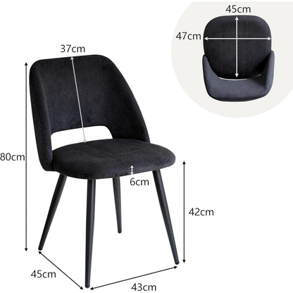 6 Esszimmerstühle mit Cordbezug, Schwarz
