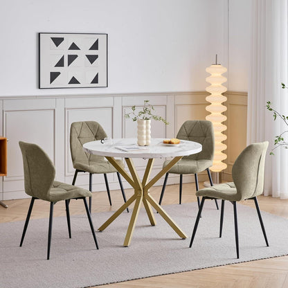 6 Esszimmerstühle Leinen-Diamantgrün, gepolstert & bequem