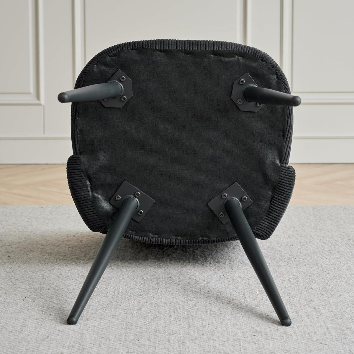 2er-Set Esszimmerstühle mit Cordbezug & Metallbeinen Schwarz