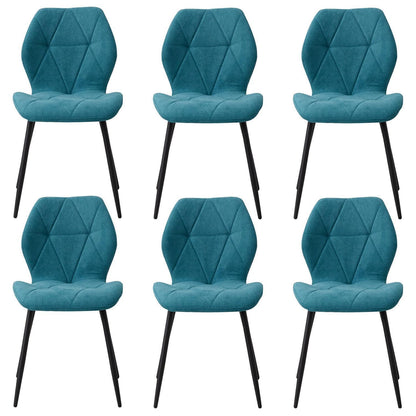 6 Esszimmerstühle Leinenstoff, gepolstert, blau