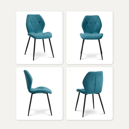 6 Esszimmerstühle Leinenstoff, gepolstert, blau