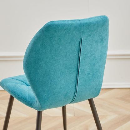 6 Esszimmerstühle Leinenstoff, gepolstert, blau