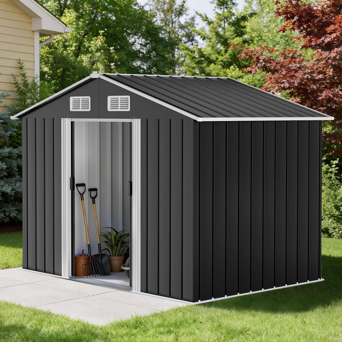 Metall Gerätehaus 196x132cm – Schiebetür & Wetterfest