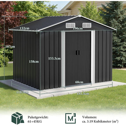 Metall Gerätehaus 196x132cm – Schiebetür & Wetterfest