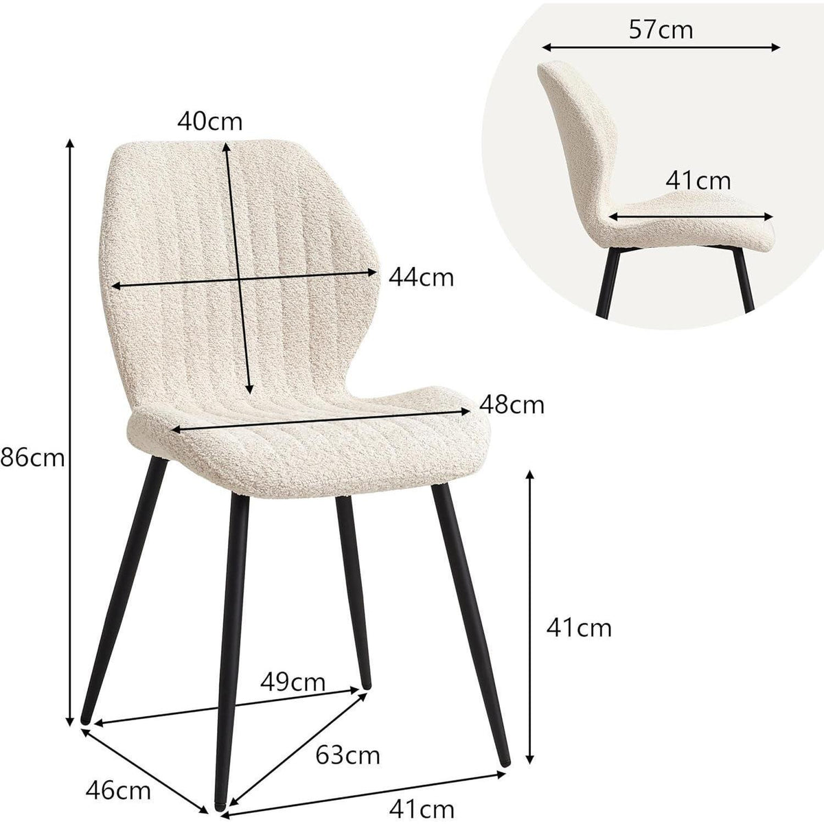 2 Esszimmerstühle Leinen Beige, Metallbeine & Komfortkissen