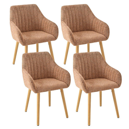 Esszimmerstühle Set 4er Beige Holzbeine mit Armlehne
