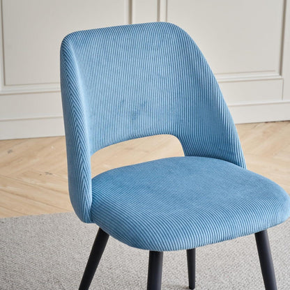 2er-Set Esszimmerstühle mit Cordbezug, Blau