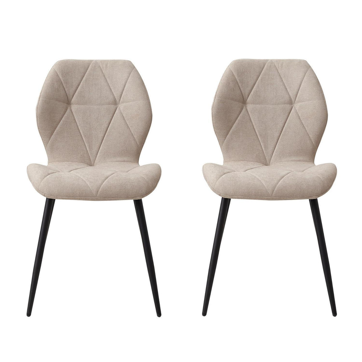 2er-Set Esszimmerstühle Leinenstoff, Beige, Gepolstert & Komfortabel