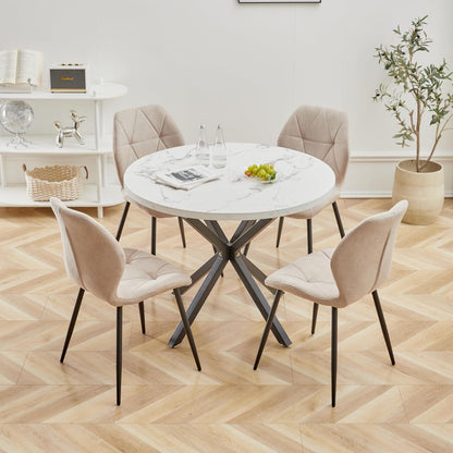 2er-Set Esszimmerstühle Leinenstoff, Beige, Gepolstert & Komfortabel
