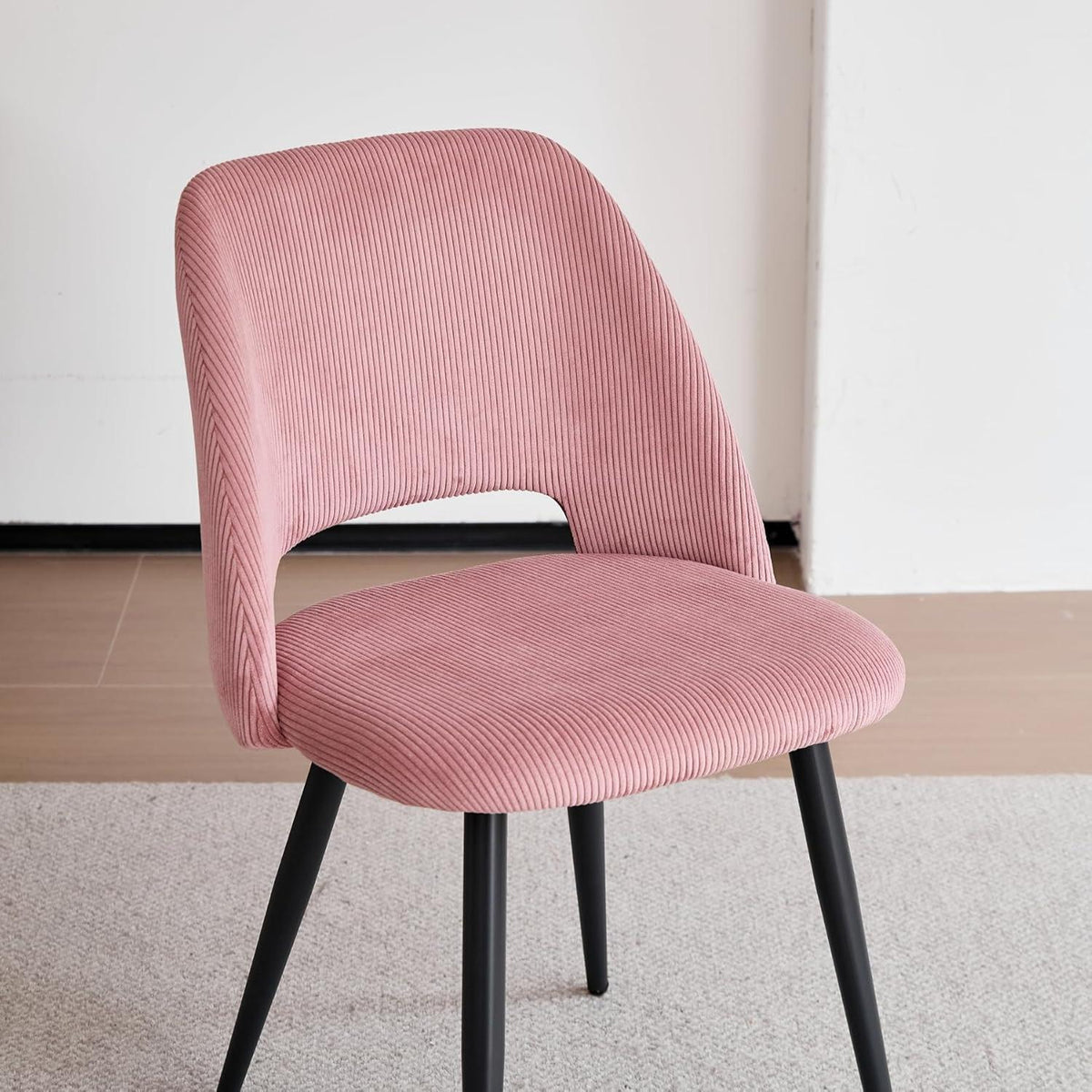 8 Esszimmerstühle mit Cordbezug, Rosa – Bequemer Sitz