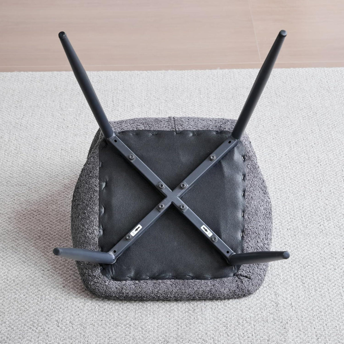 2er-Set Esszimmerstühle Leinen Schwarz, bequeme Sitzkissen