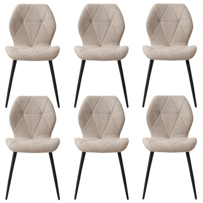 6 Esszimmerstühle Leinen-Diamant Beige, Gepolstert & Komfortabel