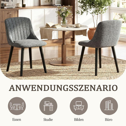 Graue Esszimmerstühle 4er Set mit Samtbezug & Holzbeinen