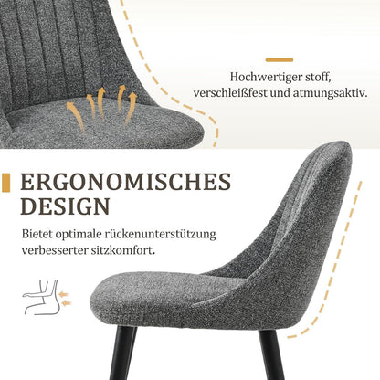 Graue Esszimmerstühle 4er Set mit Samtbezug & Holzbeinen