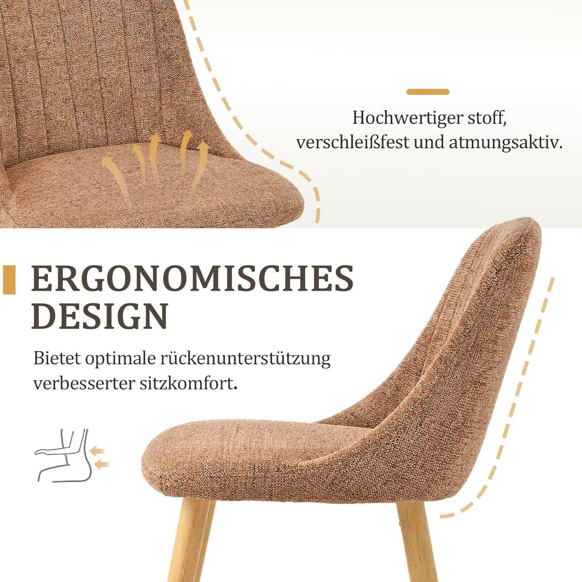 Braune Samt Esszimmerstühle 4er Set mit Holzbeinen