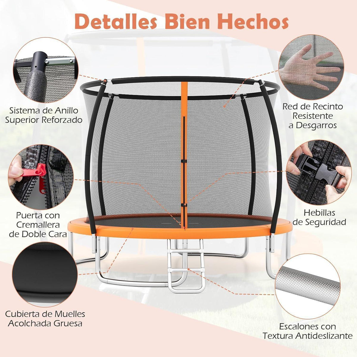 GYMAX Gartentrampolin 366cm mit Sicherheitsnetz & Leiter