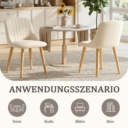 Esszimmerstuhl Set 2er – Samt, Weiß & Holzbeine