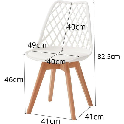 Esszimmerstuhl Set 4er-Pack, Weiß, Netzrückenlehne & Holzbeine